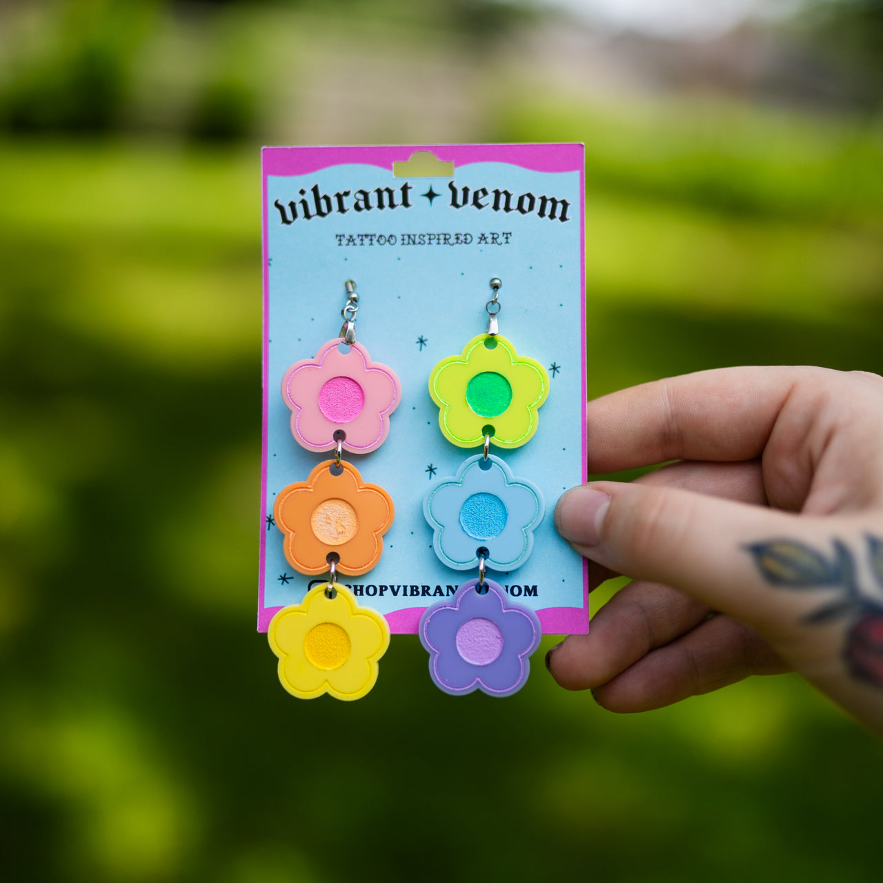 Rainbow Flower Earrings