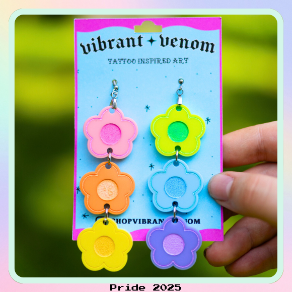 Rainbow Flower Earrings
